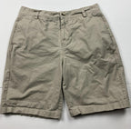 Disney Parks Mickey Mouse Chino Shorts Men Sz 30 Khaki Beige Embroidered Zip Fly