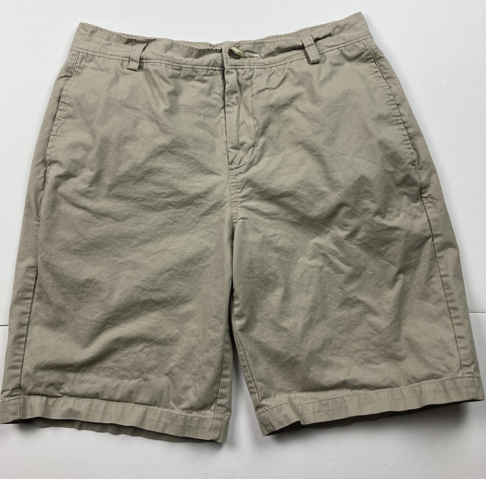 Disney Parks Mickey Mouse Chino Shorts Men Sz 30 Khaki Beige Embroidered Zip Fly