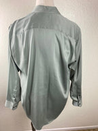 Geoffrey Beene Mens Green Sateen Dress Shirt 17.5 Neck 36 37 Sleeve Button Up