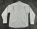 Faconnable Mens XL White Brown Stripe Long Sleeve Button Up Cotton Shirt