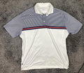 Mizzen+Main Men’s Golf Shirt  Classic Performance Polo White Blue Stripe Size XL