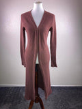 7 For All Mankind Womens Ribbed Knit Duster Cardigan Brown Open Front Size S
