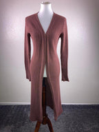 7 For All Mankind Womens Ribbed Knit Duster Cardigan Brown Open Front Size S