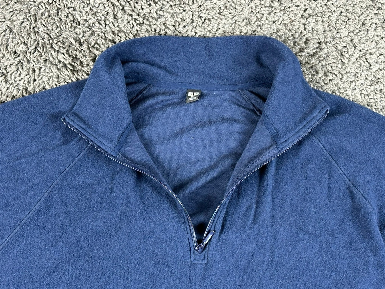 Uniqlo Heattech Stretch Fleece Quarter Zip Pullover Womens XL Navy Blue