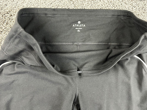 Athleta Relay Capri Leggings Black Womens XL Reflective Running Pants Workout