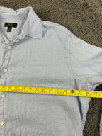 Club Room Mens 100% Linen Shirt XXL 2XL Light Blue Long Sleeve Button Front