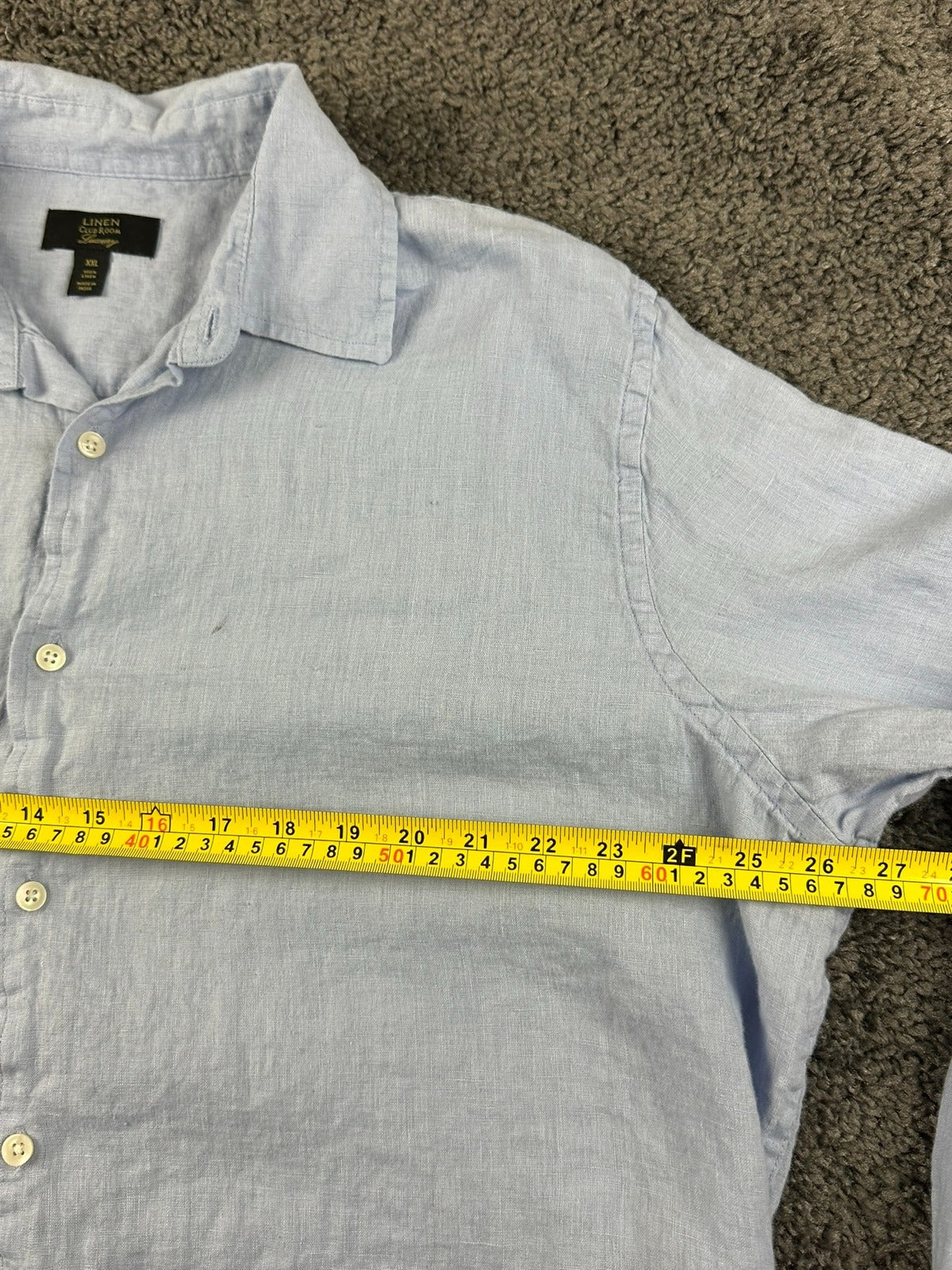 Club Room Mens 100% Linen Shirt XXL 2XL Light Blue Long Sleeve Button Front