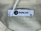 Runcati Linen Blend Grandad Collar Henley Tunic Shirt Beige 2XL NWT Mandarin