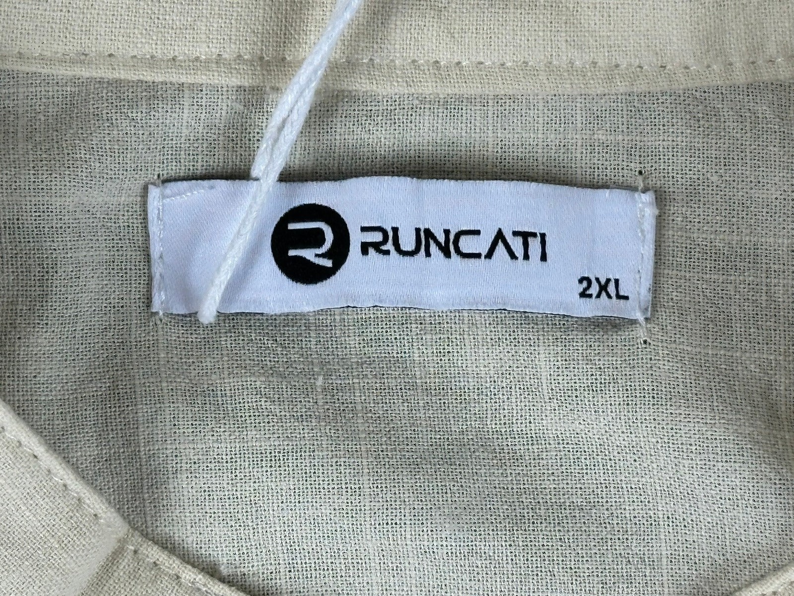 Runcati Linen Blend Grandad Collar Henley Tunic Shirt Beige 2XL NWT Mandarin