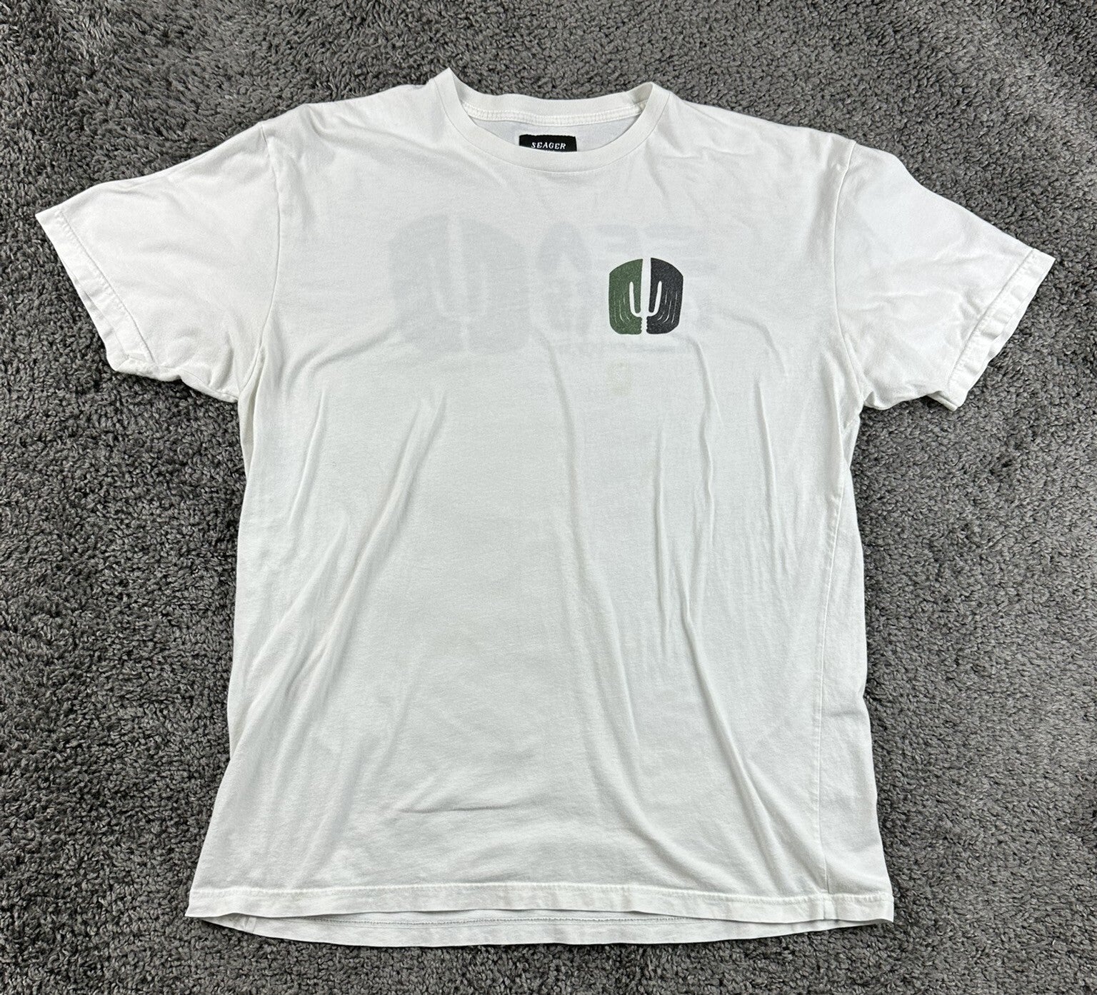 Seager Grit Company Mens T Shirt XL White Green Cactus Community Graphic Tee