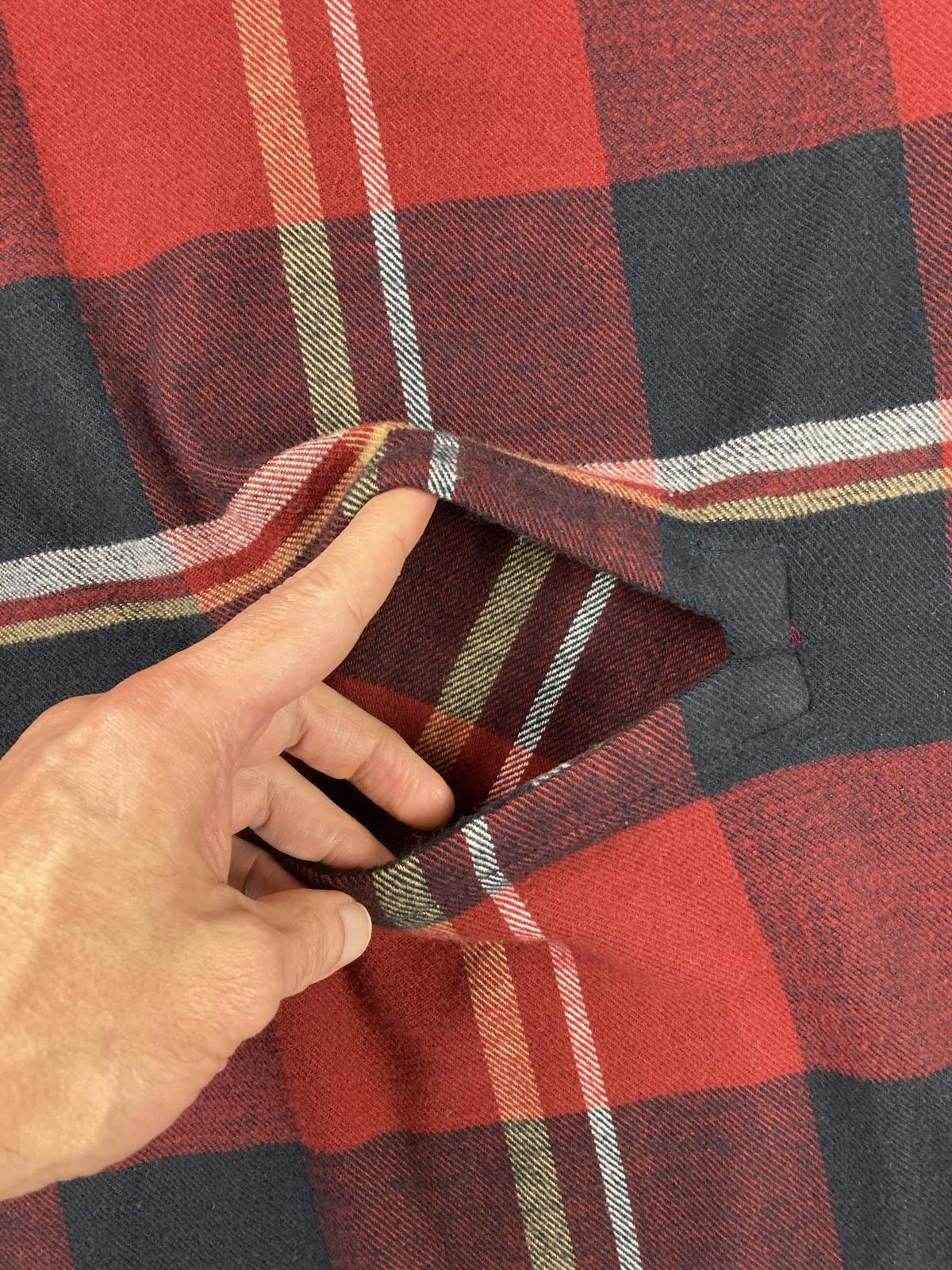 Grace & Lace Blanket Scarf Plaid Red Navy Fringe Wrap Shawl 72x38 in.