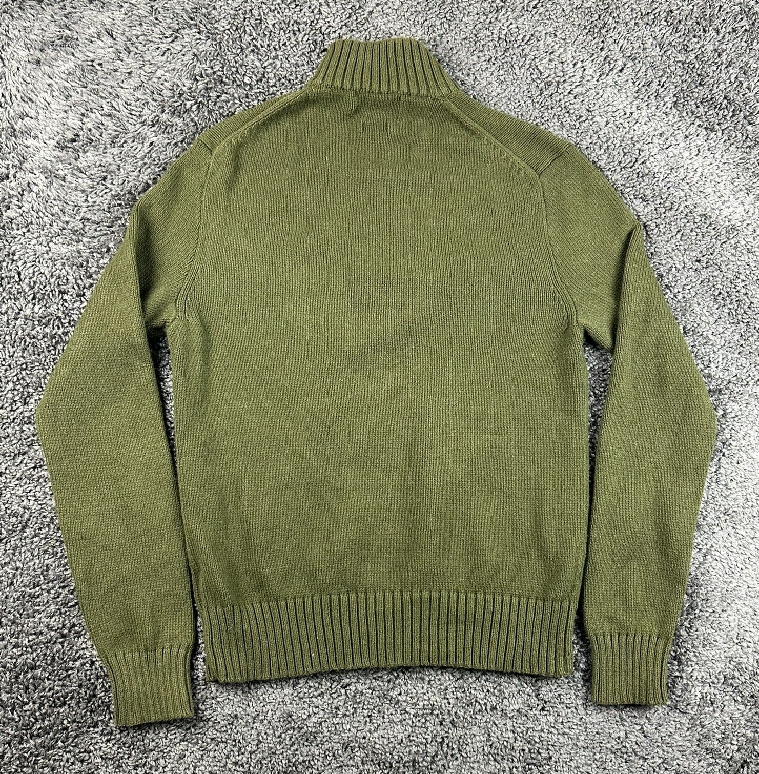 Polo Ralph Lauren Mens Quarter Zip Sweater Medium Olive Green Cotton Cashmere