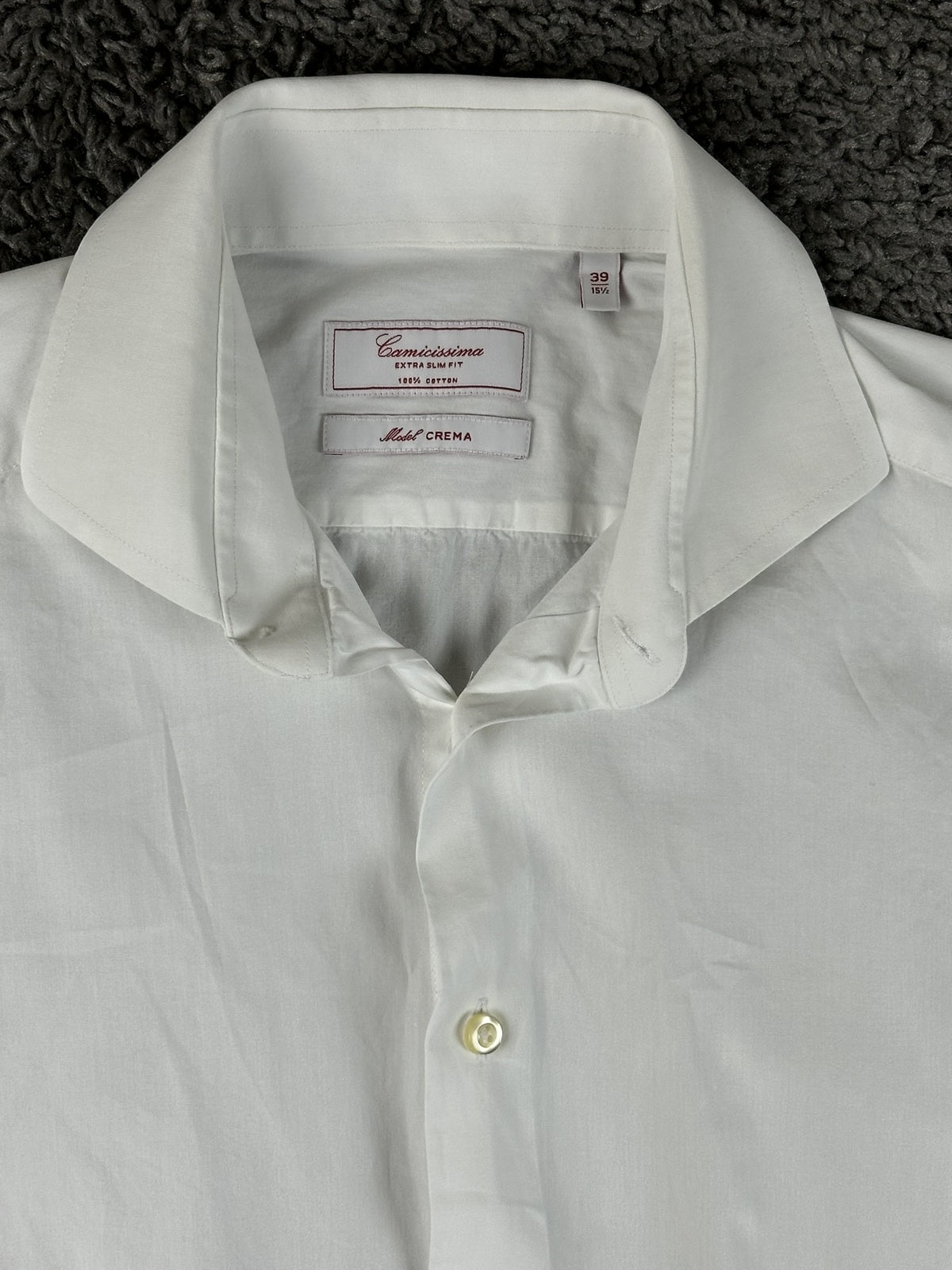 Camicissima Milano Dress Shirt Mens 39/15.5 White Extra Slim Fit Model Crema