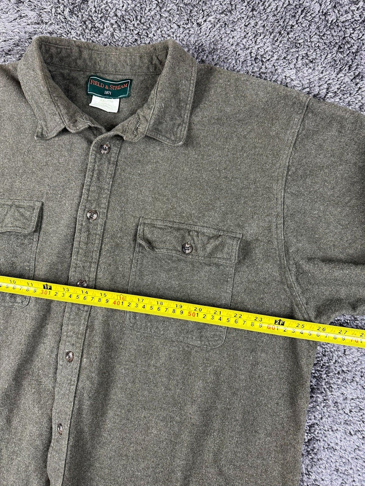 Field & Stream Mens XXL Olive Green Heavy Chamois Flannel Button Up Shirt