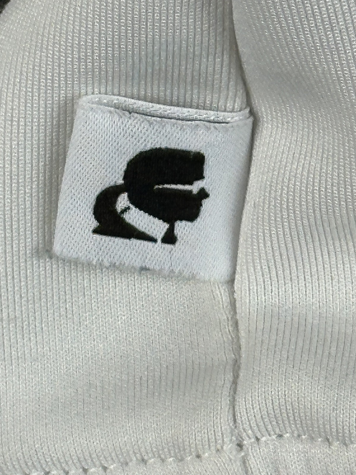 Karl Lagerfeld Paris Womens Small Track Jacket White Black Snap Sleeve Full Zip