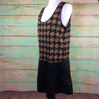 Very J dress Women's Black & Brown Sleeveless Faux leather Sz L