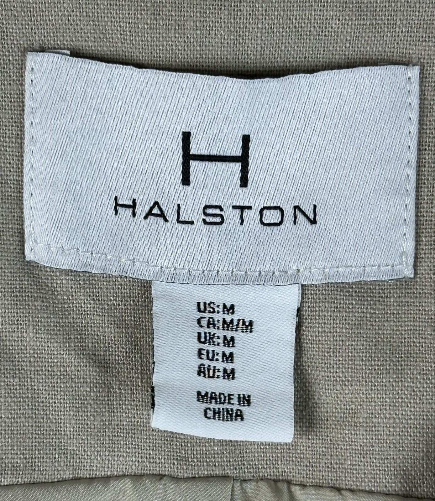 Halston Womens Medium Beige Linen Blend Sleeveless Blazer Vest Double Breasted
