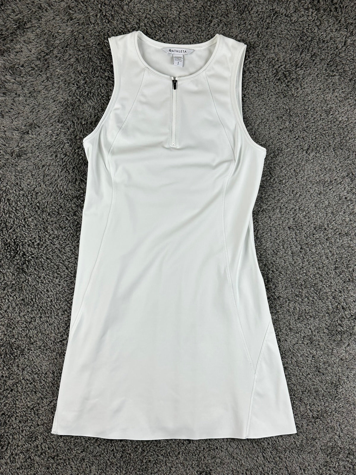 Athleta Ace Tennis Dress Womens White 1/4 Zip Golf Pickleball Stretch Sz SP