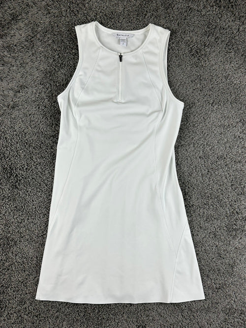 Athleta Ace Tennis Dress Womens White 1/4 Zip Golf Pickleball Stretch Sz SP
