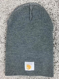 Carhartt Beanie Hat Gray Knit Watch Cap One Size Logo Patch