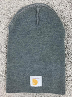 Carhartt Beanie Hat Gray Knit Watch Cap One Size Logo Patch