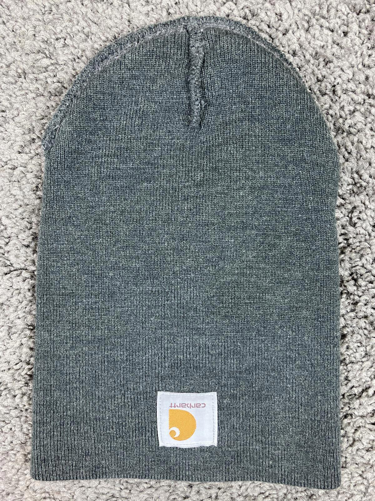 Carhartt Beanie Hat Gray Knit Watch Cap One Size Logo Patch