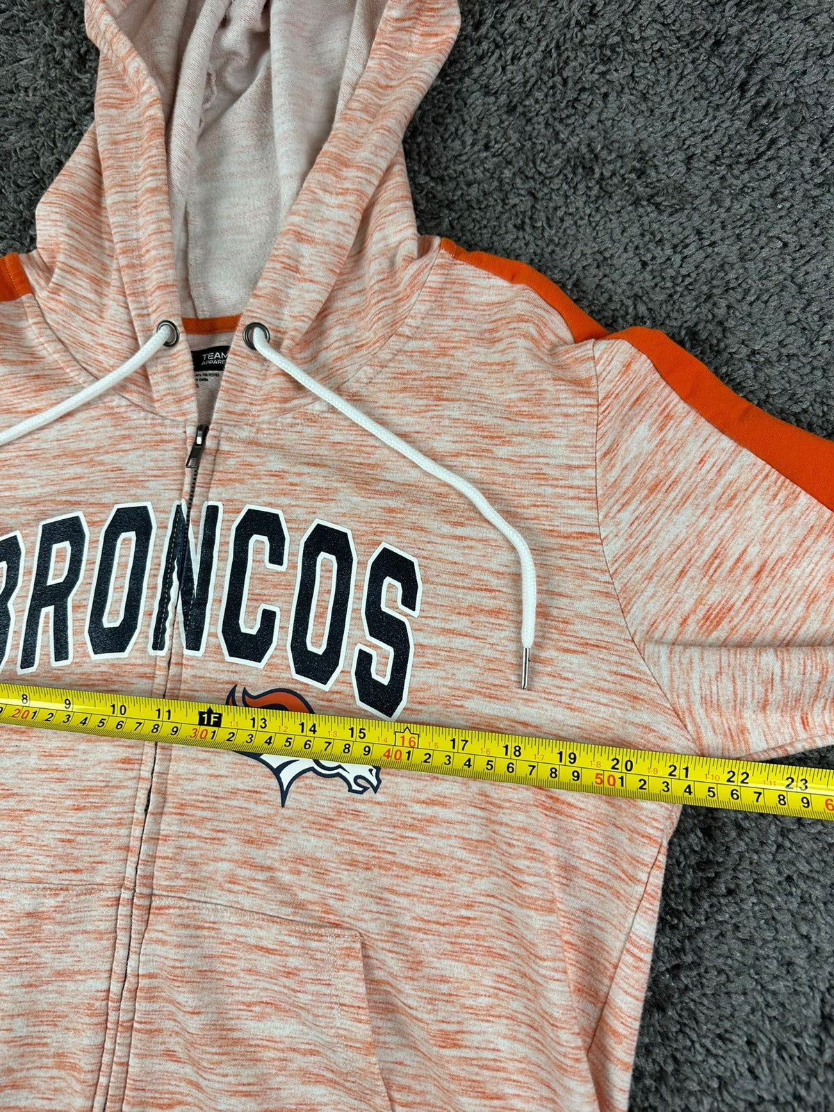 Denver Broncos NFL Team Apparel Womens XL Orange Heather Full Zip Hoodie