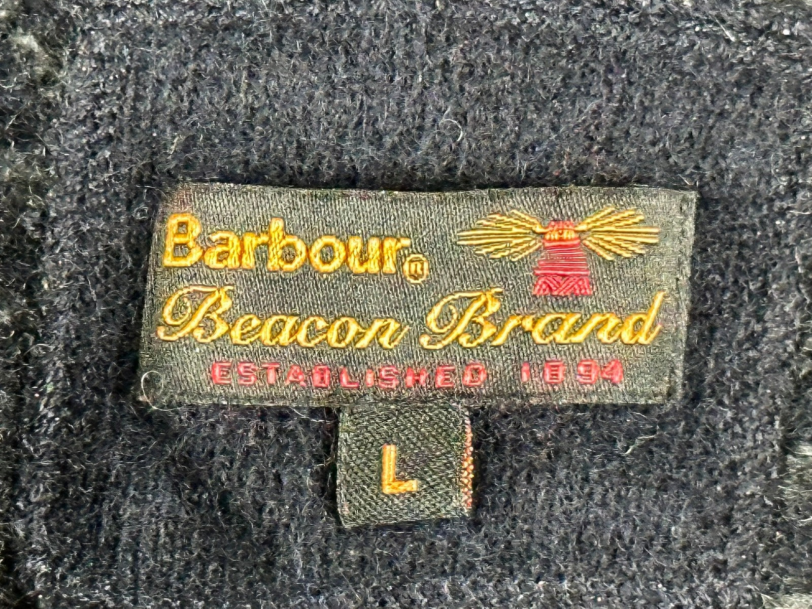Barbour Beacon Brand Mens L Wool Blend Cardigan Sweater Jacket Herringbone Gray