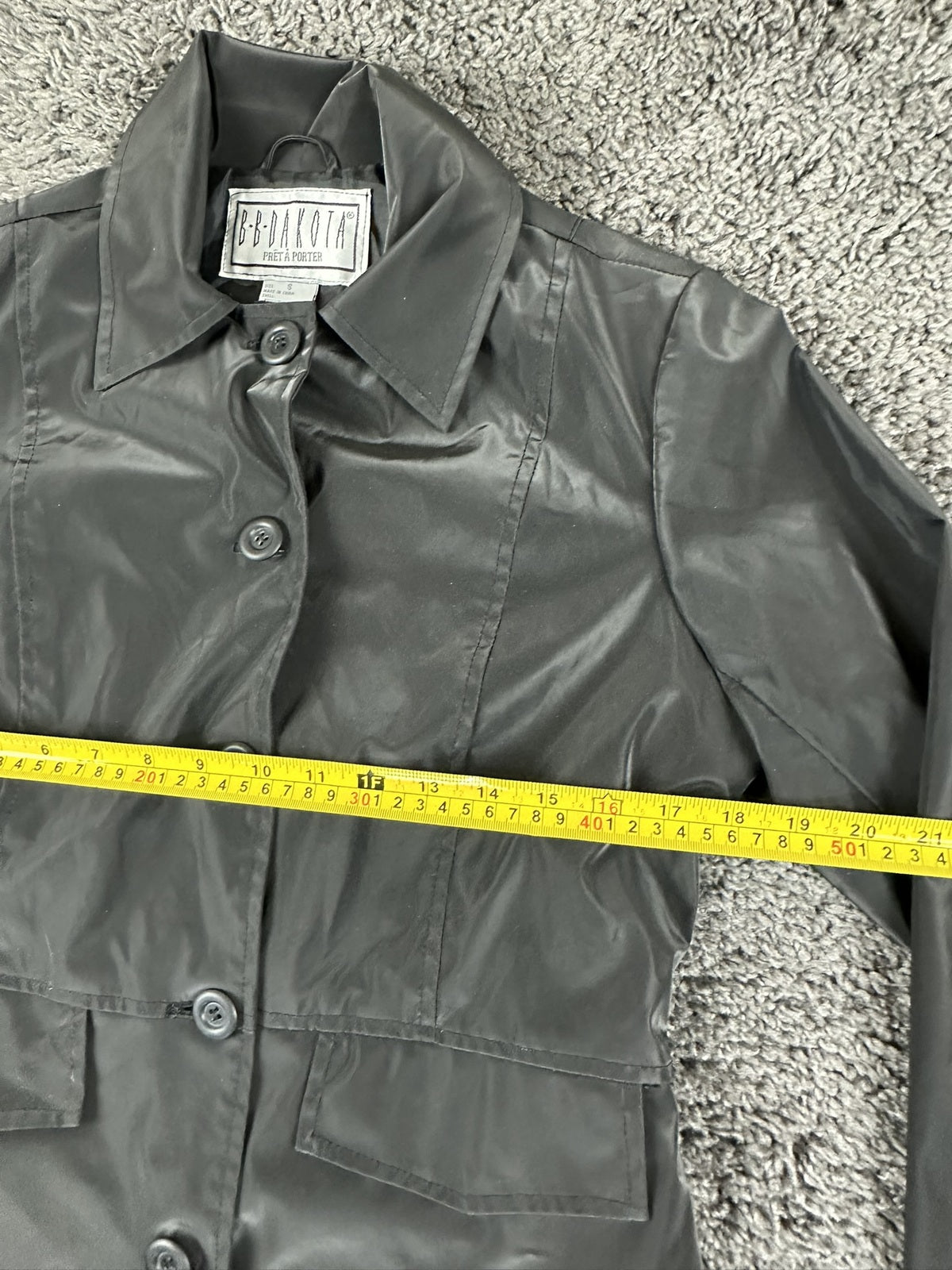 BB Dakota Pret a Porter Vintage Womens Faux Leather Jacket Small Black Y2K