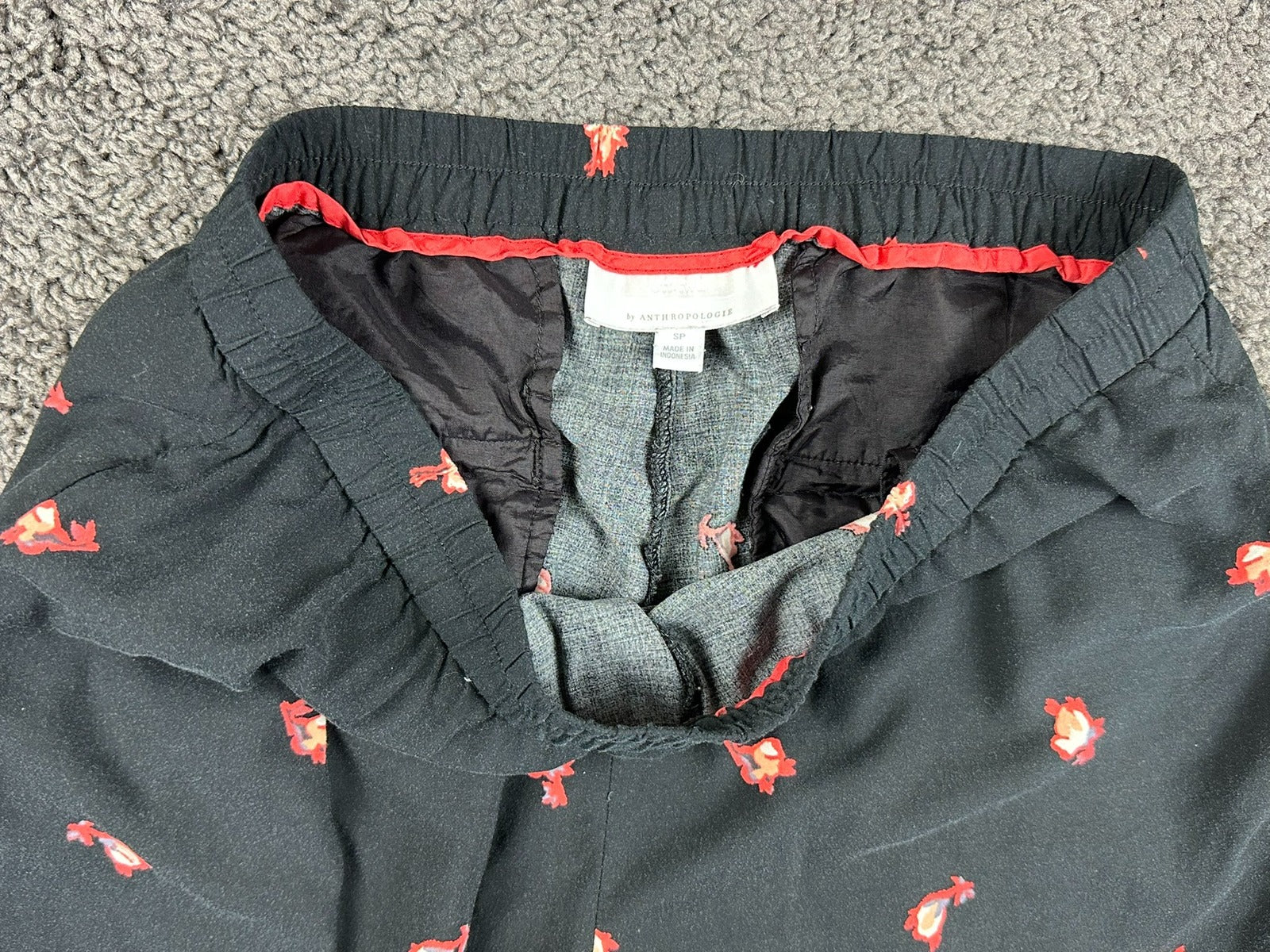 Ett:Twa by Anthropologie Womens Floral Wide Leg Pants Small Petite Black Cropped