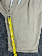 Mens 100% Linen Drawstring Shorts M Beige Elastic Waist Casual Beach Resort