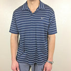 Nike Performance Polo Shirt Men’s Sz XL Blue White Striped Short Sleeve Golf Tee