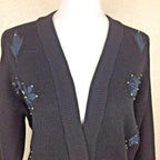 Sweaters Forhey Women's Black Bead Embellished Embroidered Sweater  Sz PXL