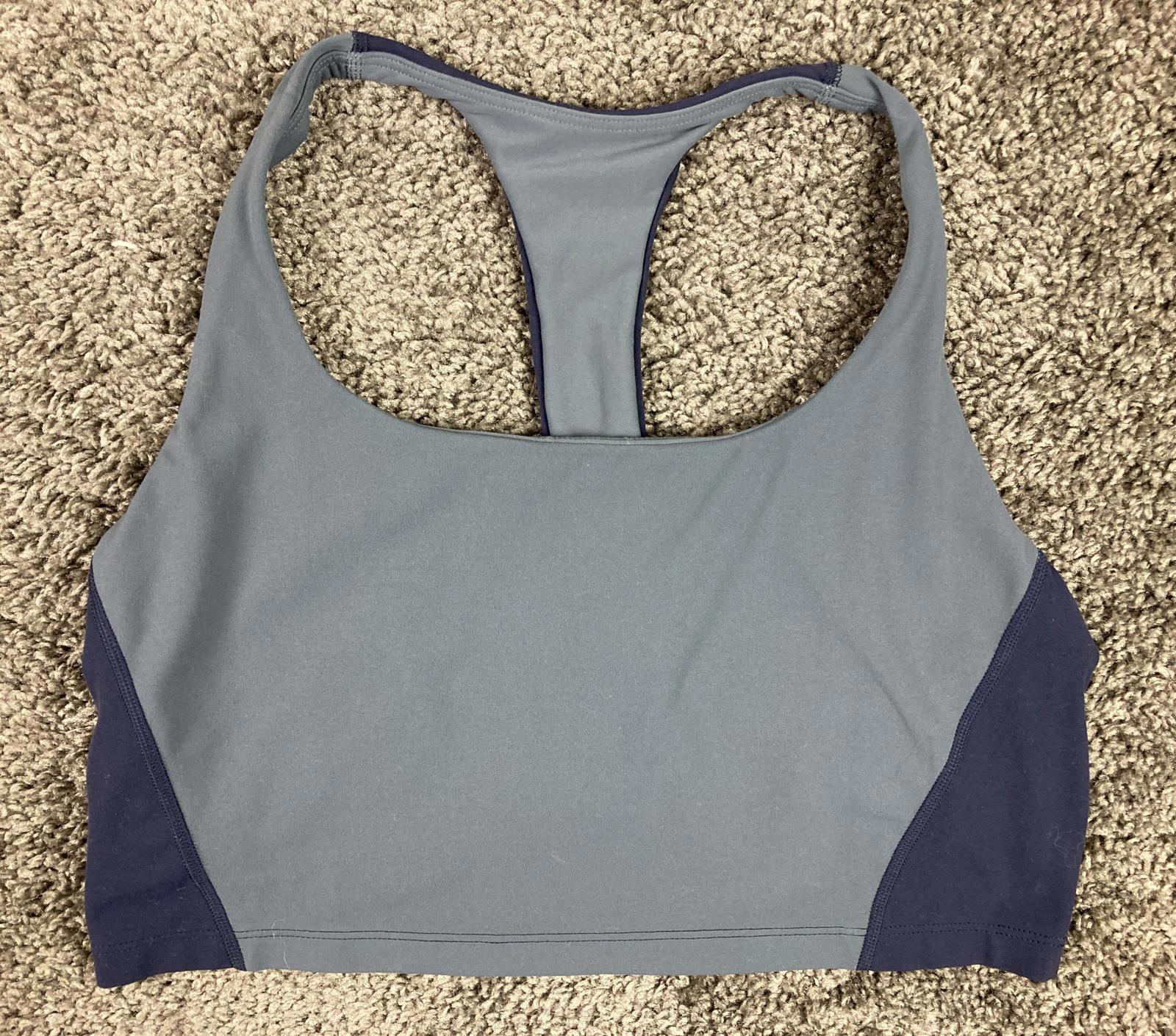Athleta Transcend Bra XL Blue Grey Racerback Crop Yoga Sports