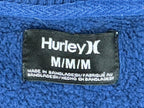 Hurley Mens M Blue Varsity Logo Crewneck Fleece Sweatshirt Ribbed Side Panels