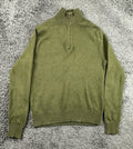 Polo Ralph Lauren Mens Quarter Zip Sweater Medium Olive Green Cotton Cashmere