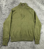 Polo Ralph Lauren Mens Quarter Zip Sweater Medium Olive Green Cotton Cashmere