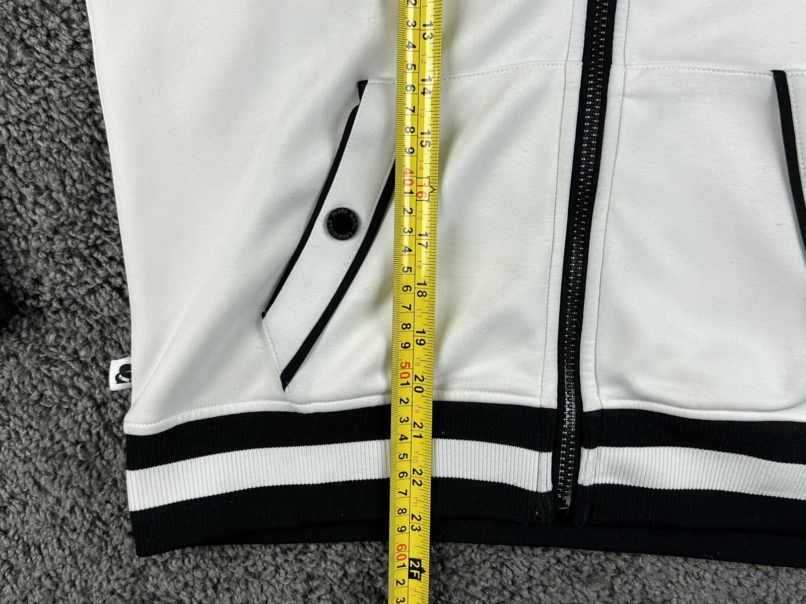 Karl Lagerfeld Paris Womens Small Track Jacket White Black Snap Sleeve Full Zip