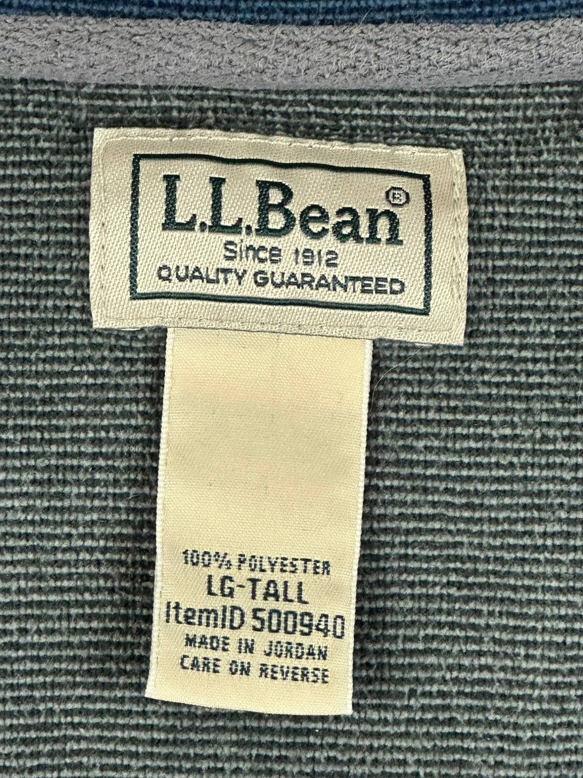 LL Bean Mens Large Tall Blue Long Sleeve Henley Shirt Chest Pocket Textured Knit