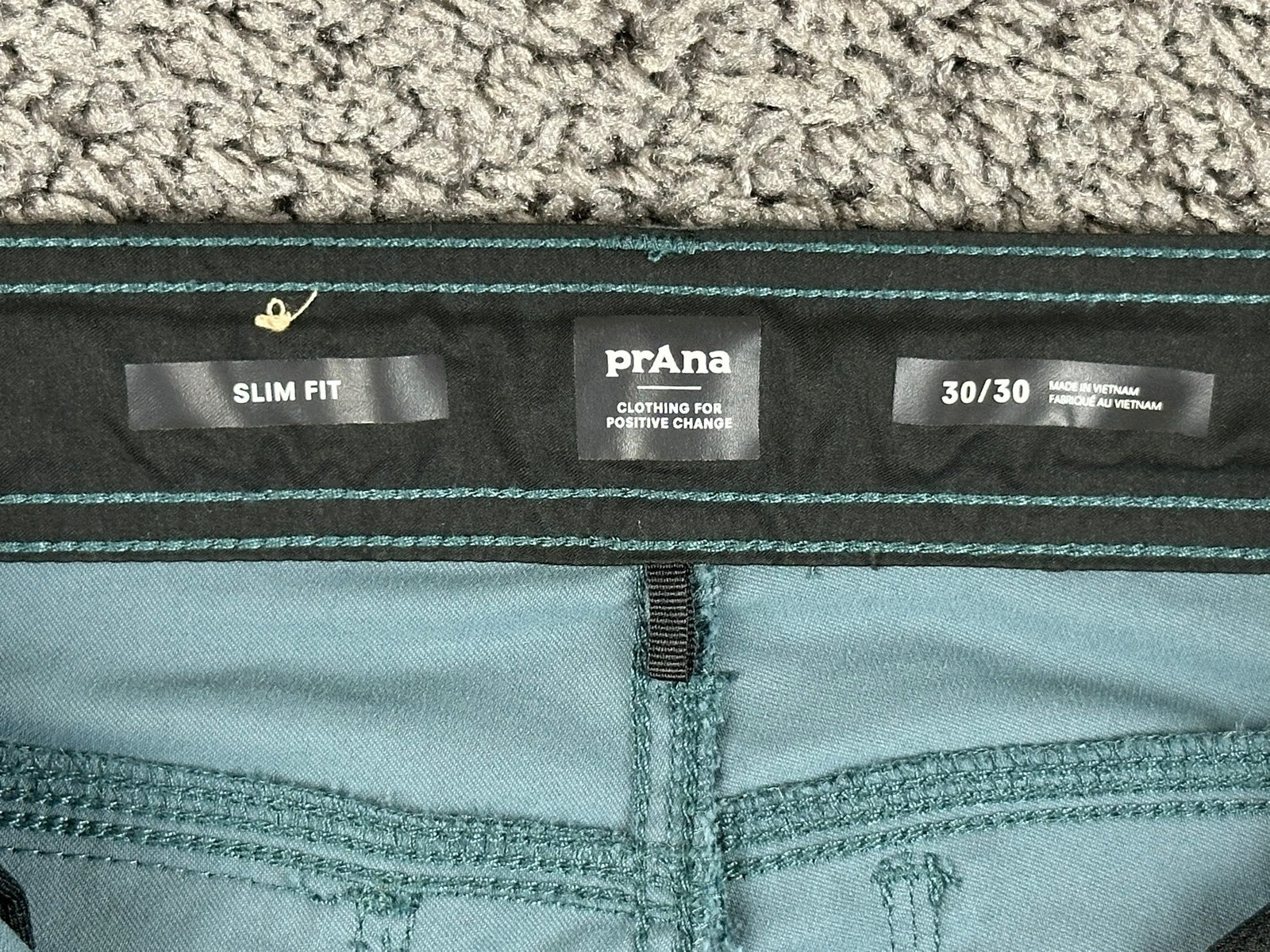 prAna Stretch Zion Slim Fit Pants Mens 30x30 Hiking Cargo Belted Teal