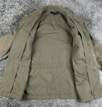 AllSaints Sapper Mens XL Military Overshirt Jacket Olive Green Distressed Cotton