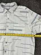 Tommy Bahama Mens XL Calm Sea Stripe Long Sleeve Button Front Shirt White Blue