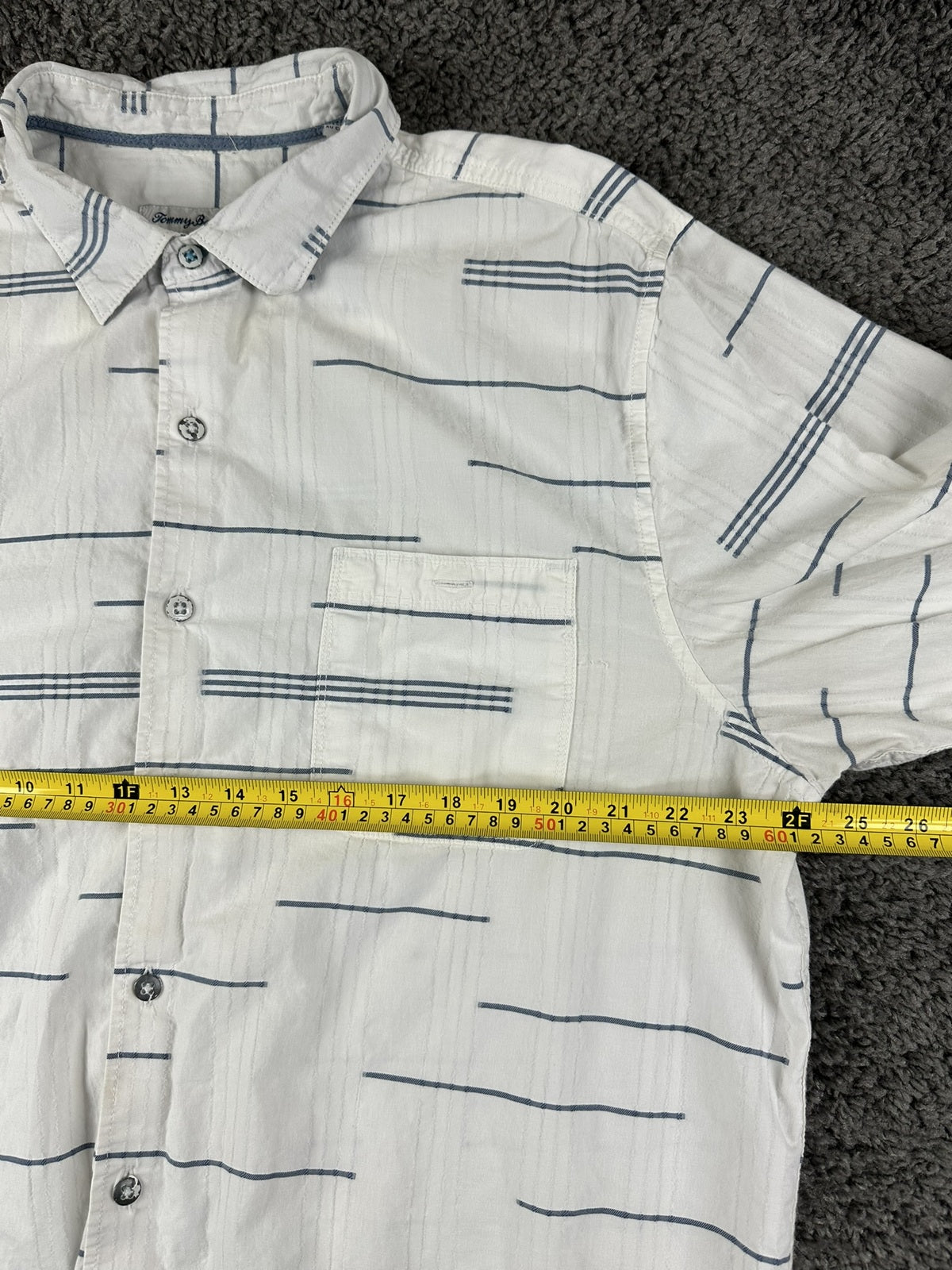 Tommy Bahama Mens XL Calm Sea Stripe Long Sleeve Button Front Shirt White Blue