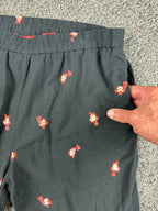 Ett:Twa by Anthropologie Womens Floral Wide Leg Pants Small Petite Black Cropped