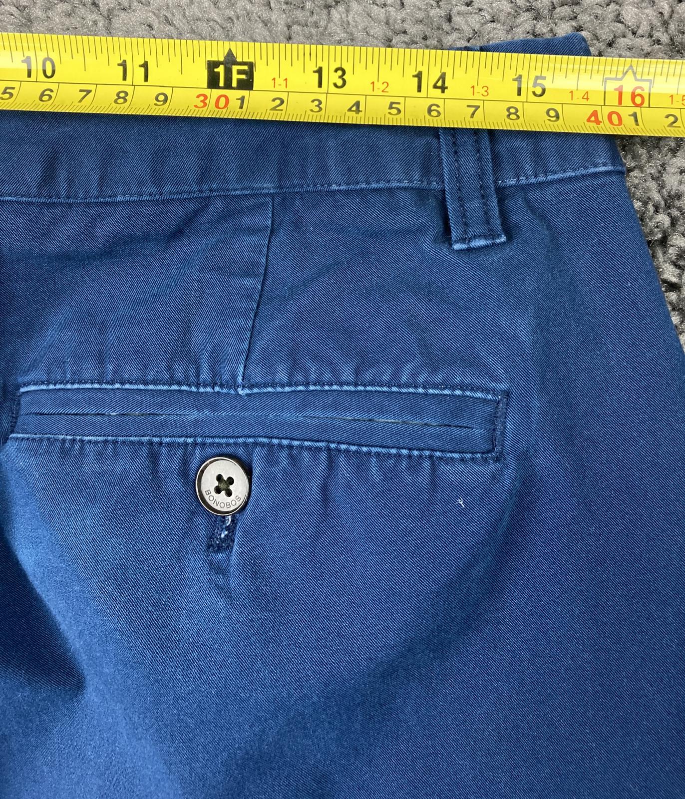 Bonobos Slim Fit Stretch Chino Pants Blue Men's Size 32x32 Zip Pocket