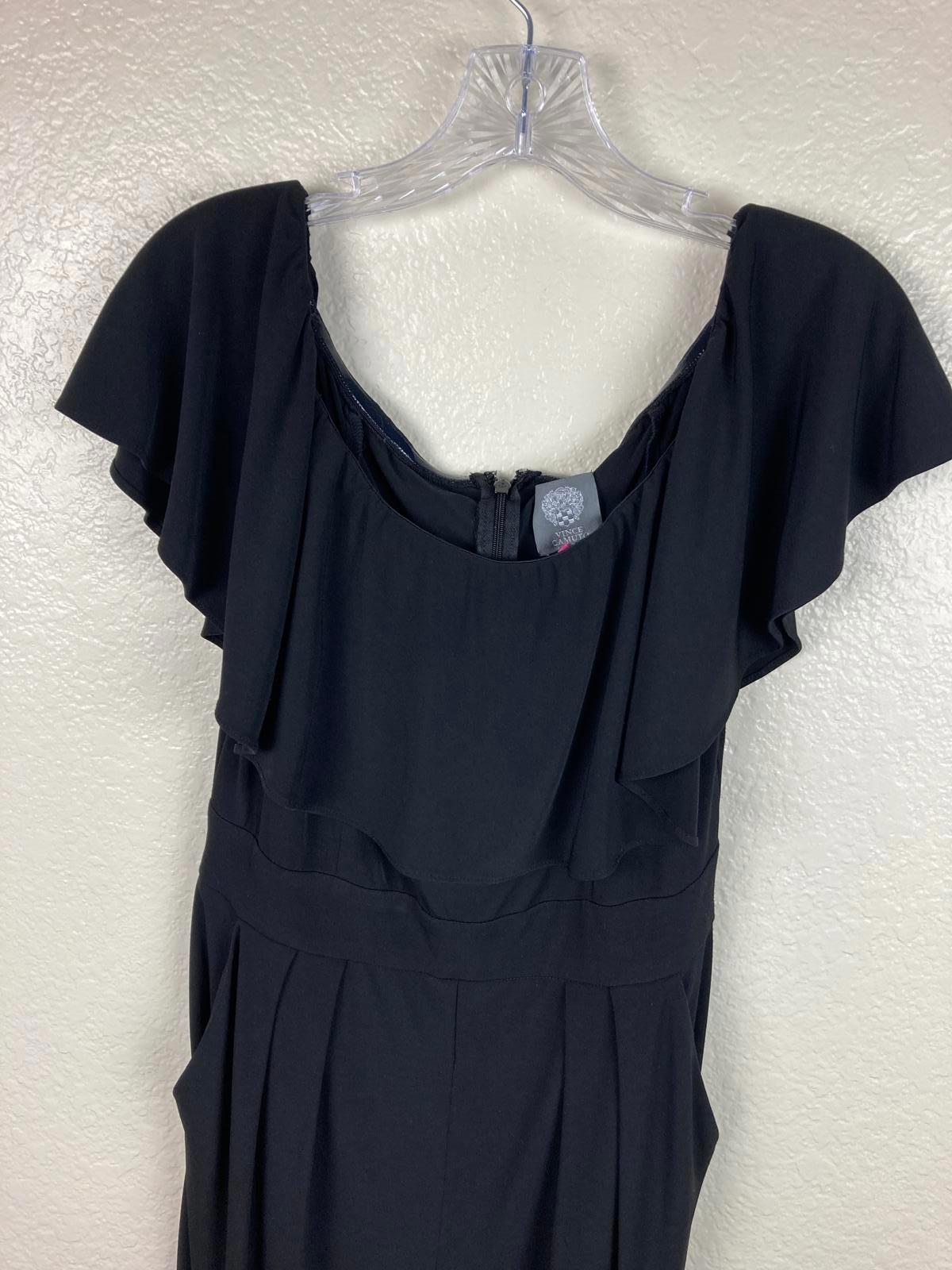 Vince Camuto Jumpsuit  Women’s Black Off Shoulder Ruffle Size M