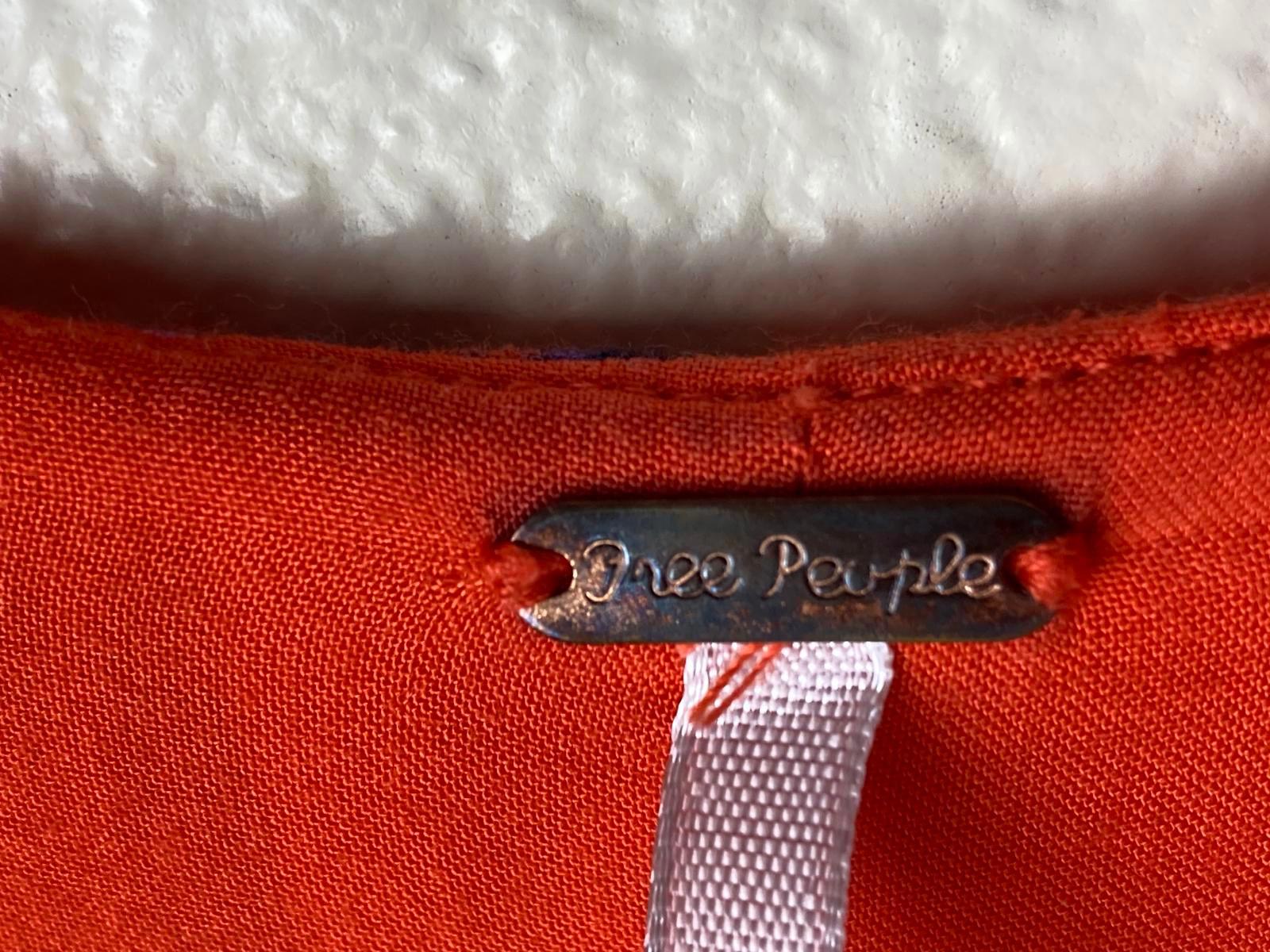 Free People Dress Bright Orange Floral Cap Sleeve Knee Length  Size 2 Lined