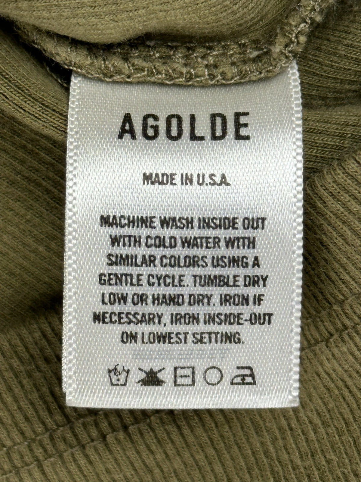 AGOLDE Womens M Medium Olive Green High Neck Ribbed Tank Top USA