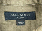AllSaints Sapper Mens XL Military Overshirt Jacket Olive Green Distressed Cotton