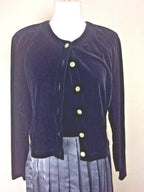 Hillard & Hanson Womens Black Silver Velvet Pleated Dress Jacket Set Sz 8 Formal